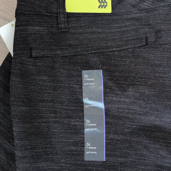 All in Motion Black & Gray Unlined Golf Shorts 7" Inseam Men's Size 36 Waist NWT - Picture 4 of 7